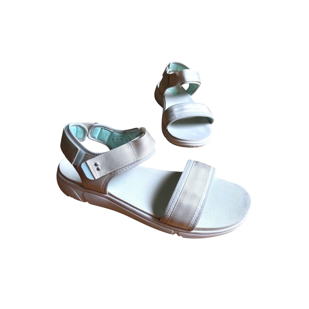Ryka Madelyn Women cream White Mint Sport Sandals Size 12W Hook Loop Straps